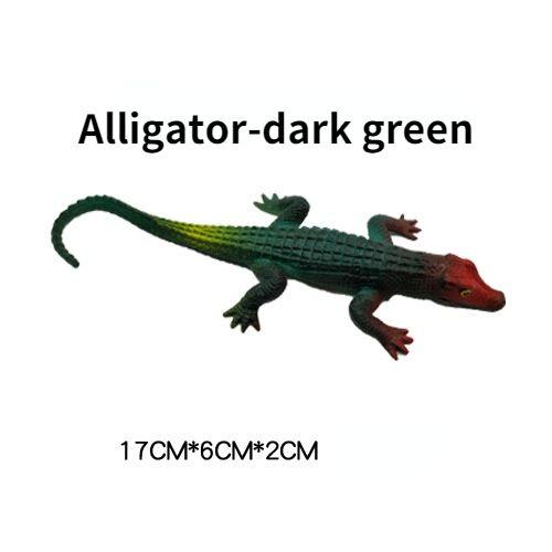 Modèle De Simulation De Crocodile Lézard En Caoutchouc Souple,Reptile,Éducation De La Petite Enfance,Accessoires D'halloween,Jouets Amusants - Type Alligator-Ink Green