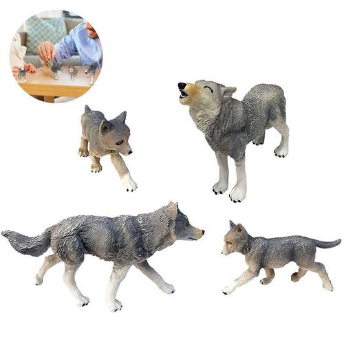 Ensemble De Figurines D'animaux De Loup De Zoo De La Jungle En Pvc Pour Enfants,Modèle De Simulation D'auckland,Garçons Et Filles Âgés De 3 À 8 Ans,4 Pièces #B