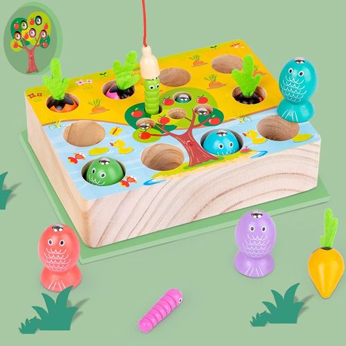 Puzzle De Jouets De Pêche Magnétique Pour Enfants,Éducation Précoce,Insecte En Bois,Forgand,Piégeage Des Abeilles,3 Po,2 Ans,3 Ans,6 Ans - Type Multicolore