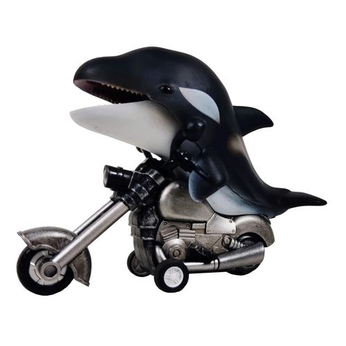 Mini Moto Dinosaure Peinte À La Main Pour Enfants,Modèle Animal De Simulation,Jouets À Inertie,Cadeau Pour Enfants - Type Dolphin Dark Blue