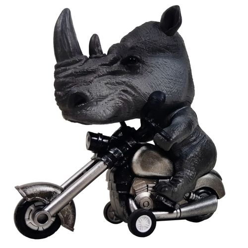 Mini Moto Dinosaure Peinte À La Main Pour Enfants,Modèle Animal De Simulation,Jouets À Inertie,Cadeau Pour Enfants - Type Rhinoceros