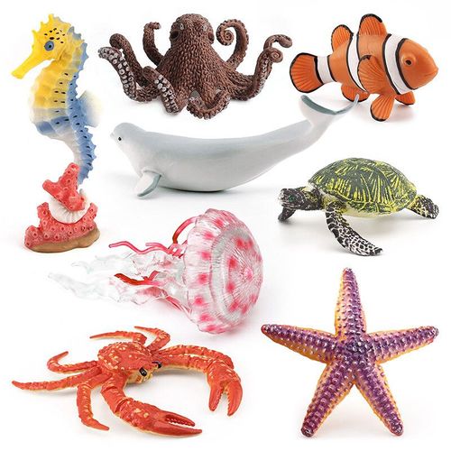 Modèle D'animal Océanique,Petite Andorre Blanche,Poisson Clown,Pieuvre,Étoile De Mer,Méduse Rose,Jouet Biologique Sous-Marin - Type 8pcs Ocean Models