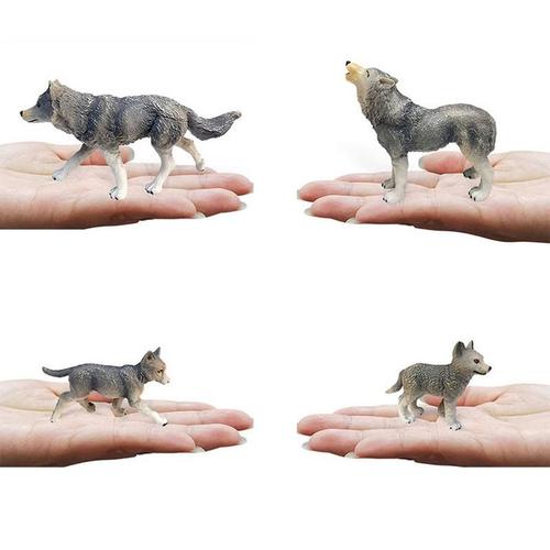 Ensemble De Figurines D'animaux De Loup De Zoo De La Jungle En Pvc Pour Enfants,Modèle De Simulation D'auckland,Garçons Et Filles Âgés De 3 À 8 Ans,4 Pièces #A