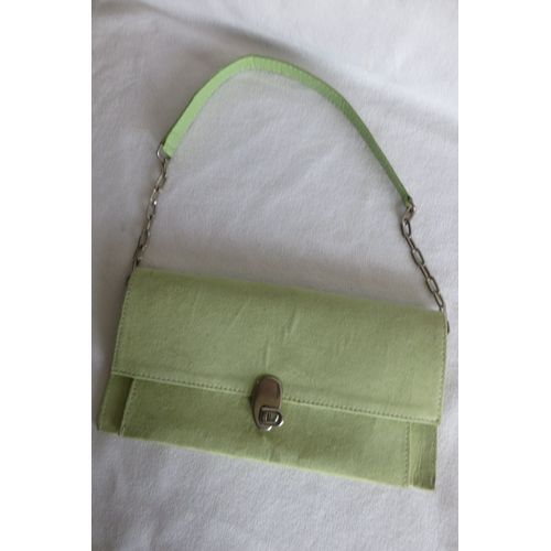 sac à main/pochette de soirée daim vert vintage