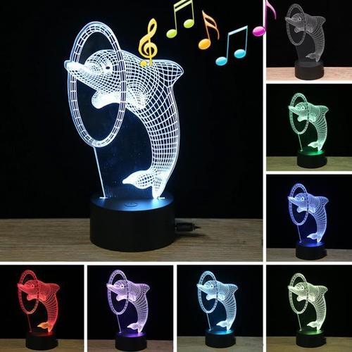 NEüFU Lampe LED Colorée Lumières 3D D'illusion D'acrylique D'USB Haut-parleur Bluetooth Décor Cadeaux pour Maison Noël