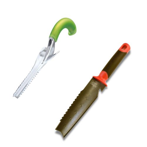 Venteo | Désherbeur ergonomique + Couteau de sol à main | outils de qualité supérieure | Creuser/désherber | enlever les mauvaises herbes plus facilement et rapidement | | NOIR ROUGE VERT
