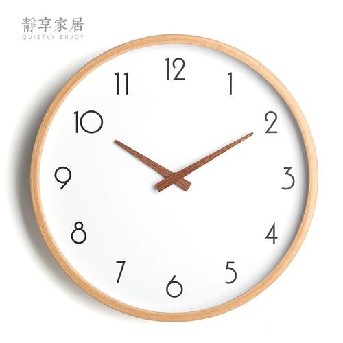 Modèle 2 - 10 pouces - Horloge murale blanche en bois au Design nordique moderne, mécanisme'horloge silencieuse pour chambre à coucher, cuisine, bureau