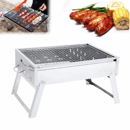 Barbecue À Charbon Four 38x33x21.5 Pliable En Acier Inoxydable Pr Pique-Nique Camping Jardin