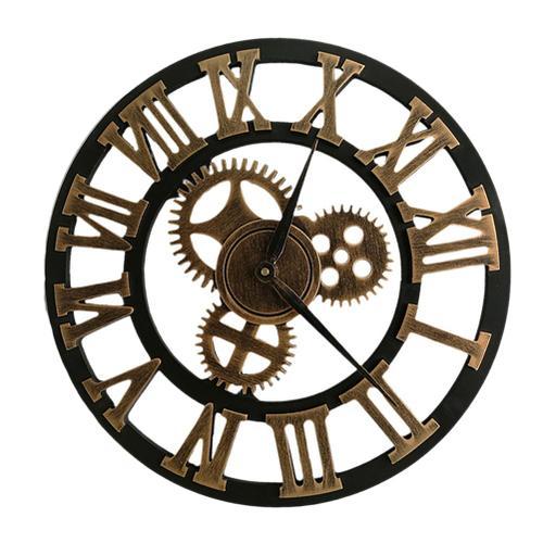 Ou alors - 34cm - Horloge Murale Décorative, Avec Engrenages Industriels, Équipement Artistique, Style Rétro, Convient Pour Chambre À Coucher, Décoration Art Mural, Fonctionne Sans Batterie,