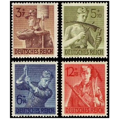 Allemagne, 3ème Reich 1943, Très Belle Série Complète Neuve** Luxe Timbres Yvert 769 770 771 772, 9ème Anniversaire De La Fondation De L'armée Du Travail.