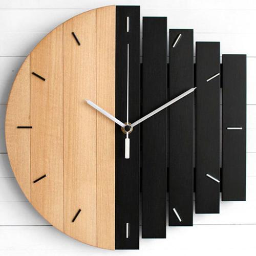 Beige Noir - Horloge murale moderne de 12 pouces, décoration de café, chambre à coucher, bureau, hôtel, futuriste, silencieuse