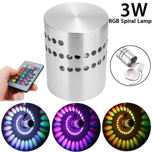 3w Rgb Led Spirale Plafonnier Ampoule Lampe Télécommande Couloir Porche Ktv Bar