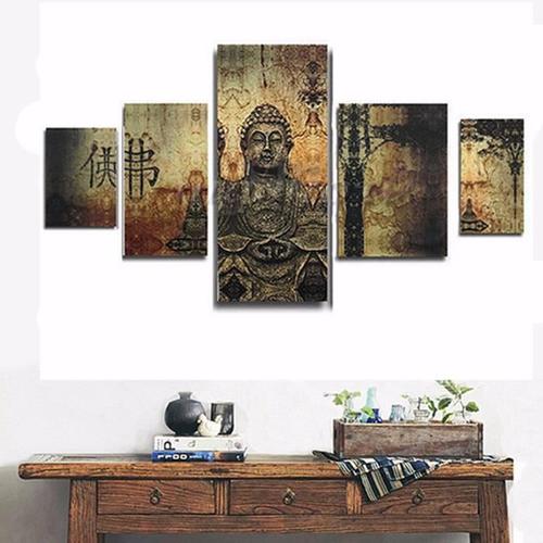 UK 5pcs Tableau Cadre en Toile Art BOUDDHA Moderne Peinture Décor Maison Muraux