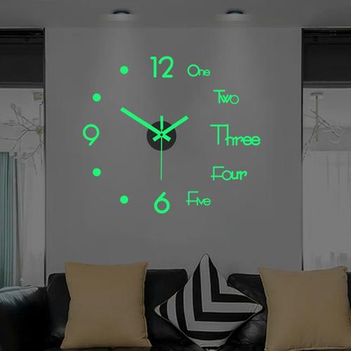 Vert lumineux - 40-60 cm - Mini horloge murale lumineuse 3D sans