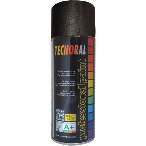 TECNORAL - Bombe de peinture aérosol - Noir Brillant