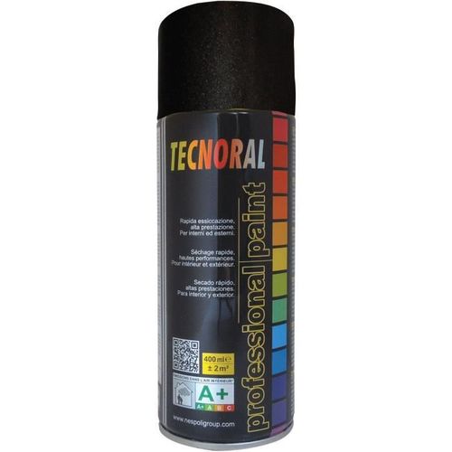 TECNORAL - Bombe de peinture aérosol - Noir Satin