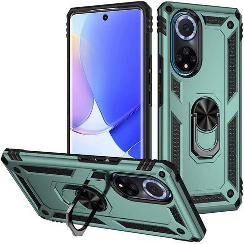 Coque Pour Huawei Nova 9 / Honor 50, Renforcée Défense Bumper Tpu + Pc Silicone Antichoc Armure Protection Housse, Etui Avec 360 Degrés Rotation Bague - Vert