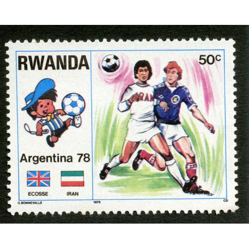 Timbre Oblitéré Rwanda, Argentina 78, Ecosse Iran, 50 C, Bonnevalle
