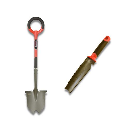 Venteo | Pack RootSlayer? | Pelle ronde coupe racine/Couteau de sol | Acier de carbone/Manche ergonomique | Idéal pour les petites/grandes surfaces | Creuser/Déraciner/Planter | |