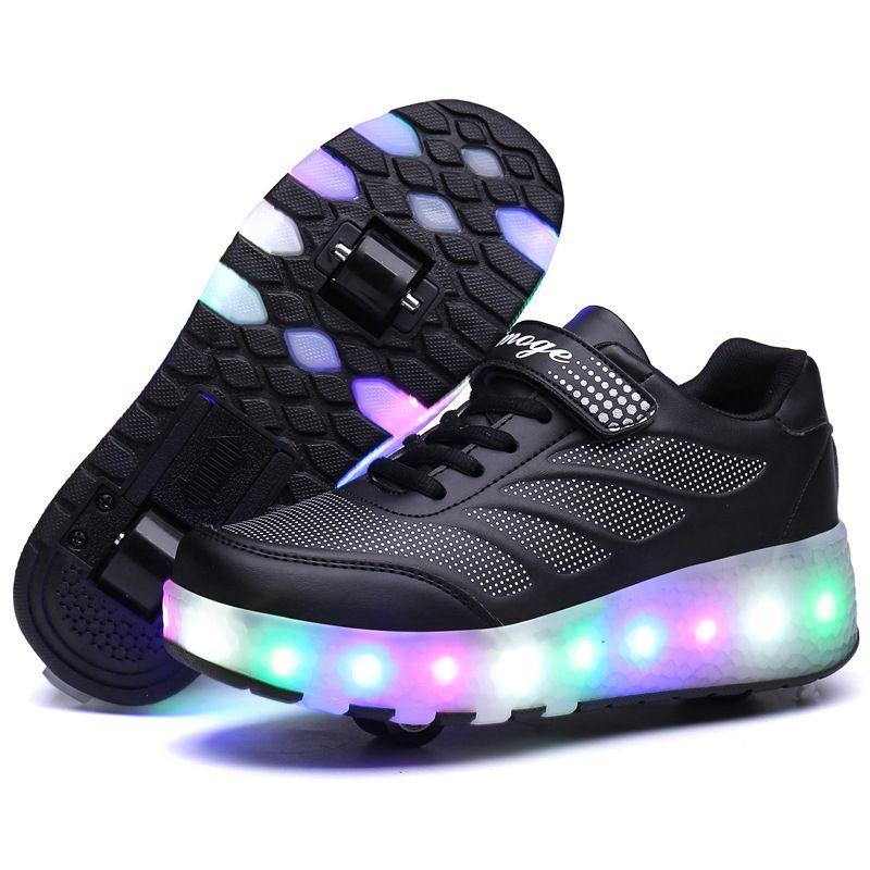 Enfants garçons filles LED roues formation chaussures skateboard chaussures  Glitter Roller sneakers