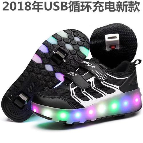 Enfants garçons filles LED roues formation chaussures skateboard chaussures  Glitter Roller sneakers