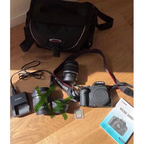 Pack Canon EOS 500D 15.1 mpix + Objectif + Sacoche + carte SD 64GB