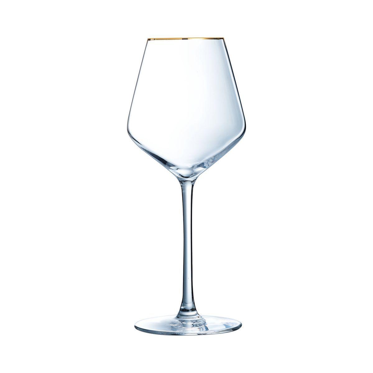 Set de 6 verres à eau cristal, verres à jus liseré dor