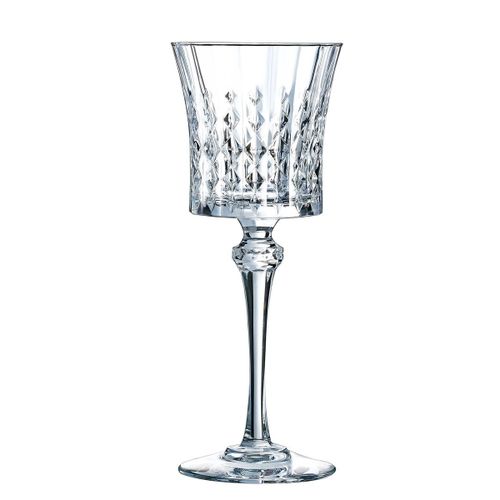 6 Verres À Pied 19cl Lady Diamond - Cristal D'arques - Verre Ultra Transparent Au Design Vintage