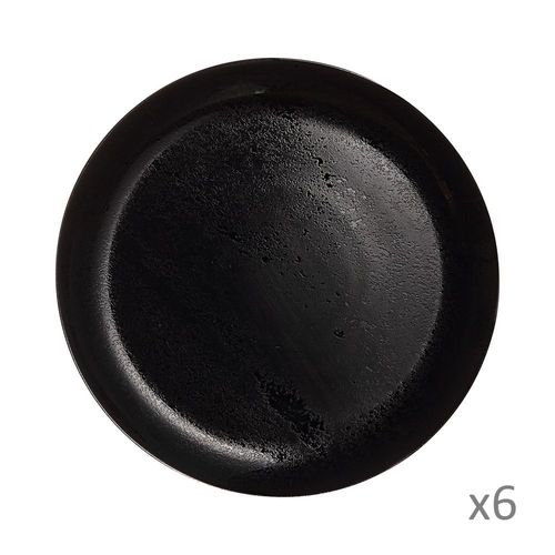 6 Assiettes Plates Diana Noire 25cm - Luminarc