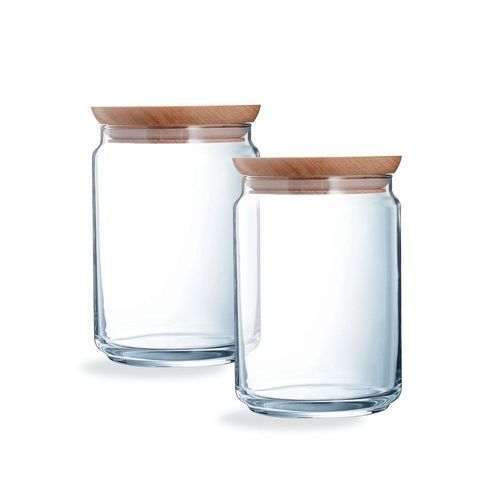 Lot De 2 Pots De Conservation Pure Jar Wood 1l - Luminarc