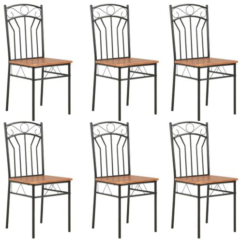 Lot De 6 Chaises De Salle À Manger Cuisine Design Simple Et Intemporel Marron Mdf Cds022581