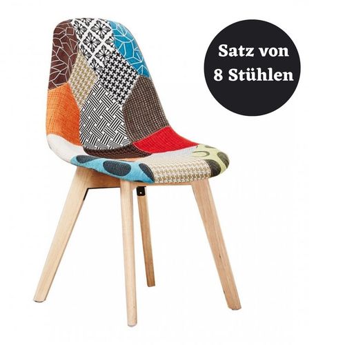 Ensemble De 8 Chaises De Salle À Manger Rembourrées En Tissu Patchwork Tulipe
