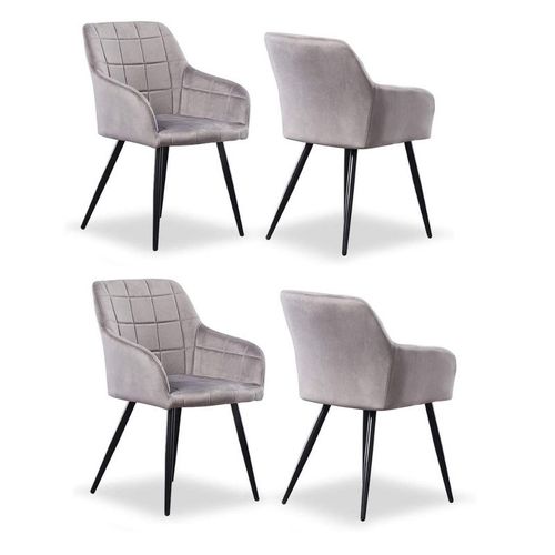 Chaises À Coutures Carrées Rembourrées En Velours Camden - Ensemble De 4