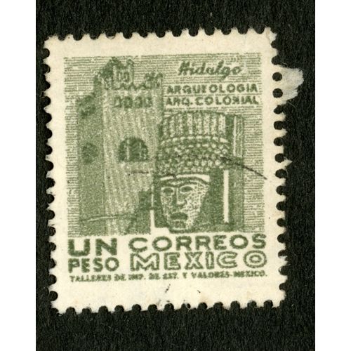 Timbre Oblitéré Correos Mexico, Hidalgo, Arqueologia Colonial, Un Peso