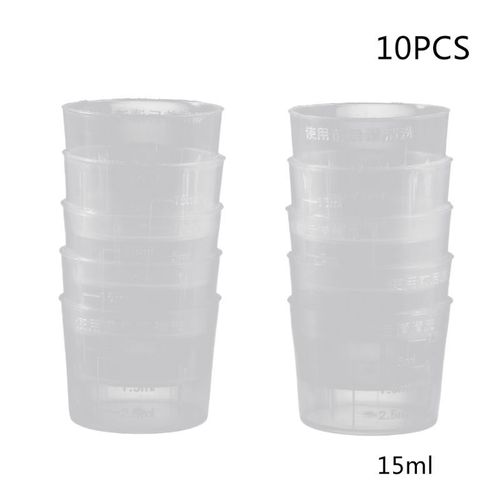 Gobelets À Mesurer En Plastique Transparent Gradué, 15ml, Pour Peinture, Résine Époxy, Art De La Cuisine Et Du Laboratoire, 10 Pièces