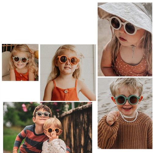 Lunettes De Soleil À Monture Ronde Pour Enfants, Protection Uv400, Mat, Mode Rétro Moka, Cyclisme, Loisirs