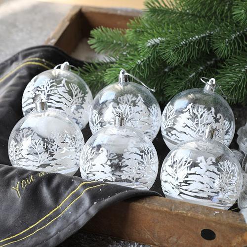 Boules de noël transparentes 6cm, pendentifs d'arbre de neige pour décoration d'arbre de noël boules suspendues ornements DIY 6 pièces