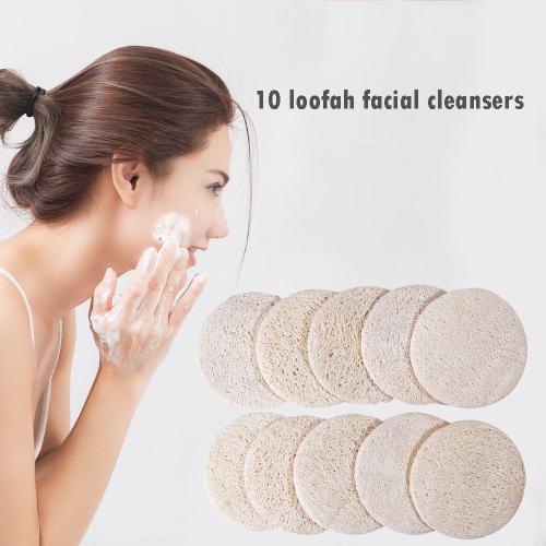 Tampons De Nettoyage Du Visage En Loofah Naturel, 10 Pièces, Bain-Douche, Exfoliants, Soins De La Peau, Dissolvant De Voyage, Beauté 