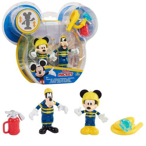 Mickey Mouse Mickey  Blister 2 Figurines Articulées 7,5 Cm Avec Accessoires - Pompier