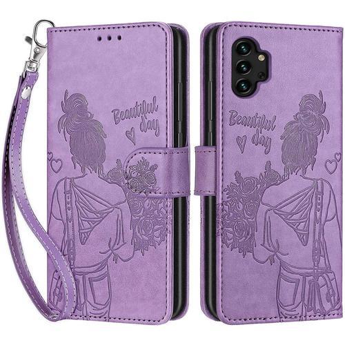 Coque Pour Samsung Galaxy A13 4g/5g, Coque Samsung Galaxy A04s, Etui Protection Housse Premium Cuir De Portefeuille En Fermeture Magnétique Flip Case Pour Samsung A04 / A13 Lite 4g Coque Violet