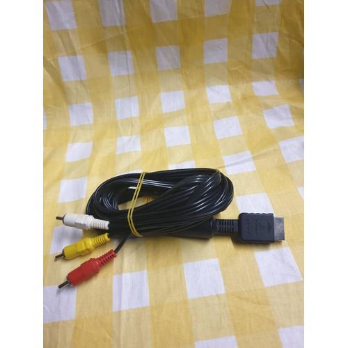 Câble Original Playstation Audio Vidéo Av 3 Rca Tv Pour Ps1 Psx Ps2 Ps3 Noir