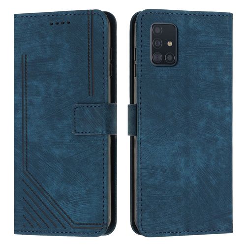 Coque Pour Samsung Galaxy A51 4g,Etui De Samsung Galaxy A51 4g Premium En Cuir Pochette Protection,Étui Pour Samsung Galaxy A51 4g Portefeuille Rabat Clapet Case,Bleu