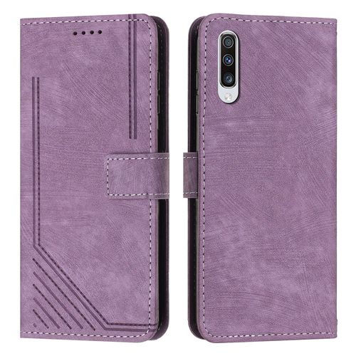 Coque Pour Samsung Galaxy A50,Etui De Samsung Galaxy A50 Premium En Cuir Pochette Protection,Étui Pour Samsung Galaxy A50 Portefeuille Rabat Clapet Case,Violet