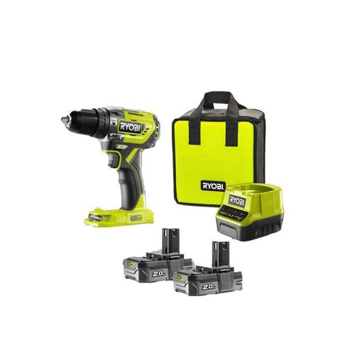 Perceuse-visseuse à percussion Ryobi R18PD5-220S Brushless E-Torque 18 V Lithium+ 2x 2.0 Ah One+ couple 50 Nm