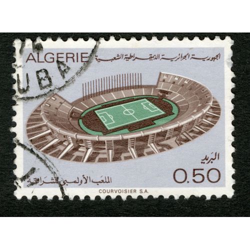 Timbre Oblitéré Algérie, 0.50, Courvoisier, Stade De Foot