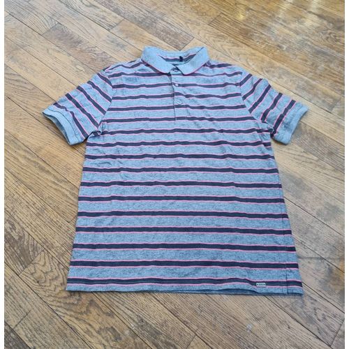 Polo Manches Courte Garçon Gris À Rayure Ikks Taille 12ans