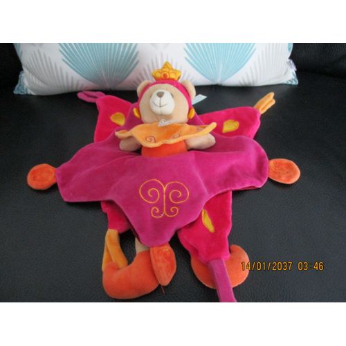 Doudou Plat Roi/Prince/Reine/Princesse Orange Et Rose Avec Jambes Doudou Et Compagnie