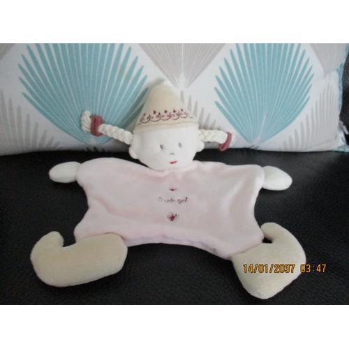 Doudou Plat Lutin/Poupée/Fille Rose Berlingot