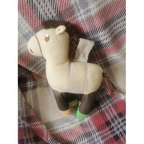 Doudou Cheval Velours Côtelé Jaune Écru Pattes Simili Cuir Marron Chicco