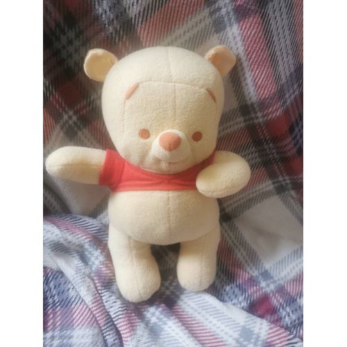 Doudou Peluche Winnie L'ourson Orange Pastel Rouge Grelot Disney Fisher Price 2004